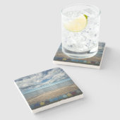 Mundesley Beach Huts North Norfolk Coast Stenen Onderzetter (Zijkant)