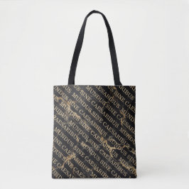 "Mundus Sine Caesaribus" zwart marmer Tote Bag