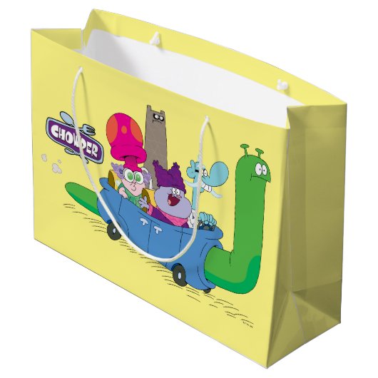 Mung, Chowder, Shnitzel en Truffels in nagelauto Groot Cadeauzakje (Achterkant Gekanteld)