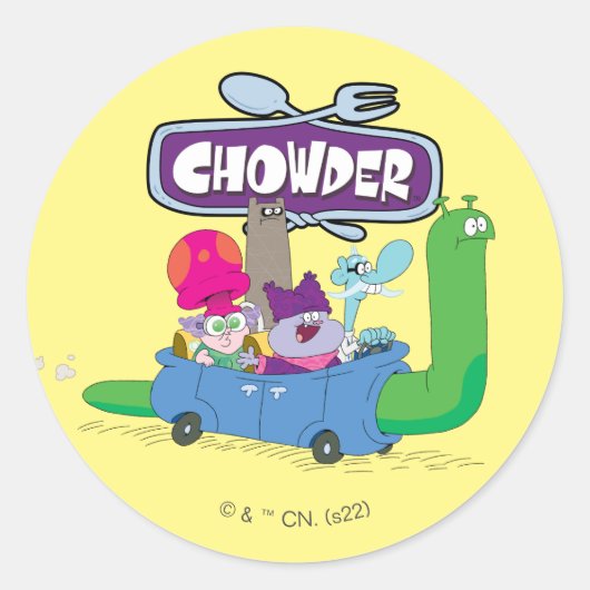 Mung, Chowder, Shnitzel en Truffels in nagelauto Ronde Sticker (Voorkant)