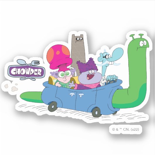 Mung, Chowder, Shnitzel en Truffels in nagelauto Sticker (Voorkant)