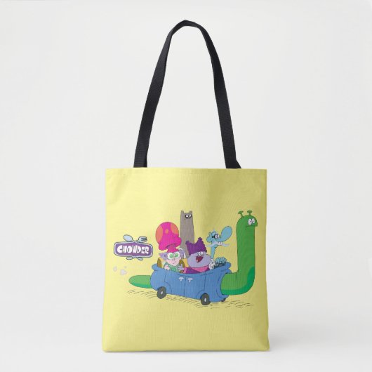 Mung, Chowder, Shnitzel en Truffels in nagelauto Tote Bag (Voorkant)