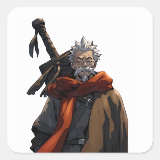 munhwa oude mannen vierkante sticker (Voorkant)