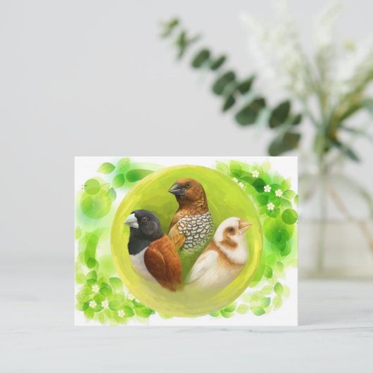 Munia vinkt realistisch schilderij briefkaart (Staand voorkant)