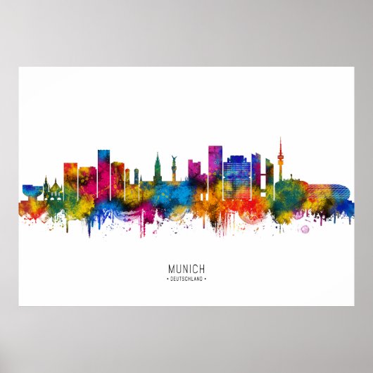 Munich Duitsland Skyline Poster (Voorkant)