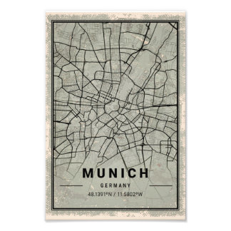 Munich Duitstalige map print poster canvas