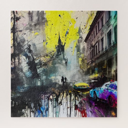 Munich German Urban Grunge Busy Street Scene Legpuzzel (Verticaal)