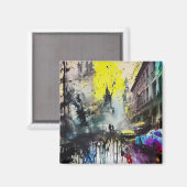 Munich German Urban Grunge Busy Street Scene Magneet (Voorkant / Achterkant)