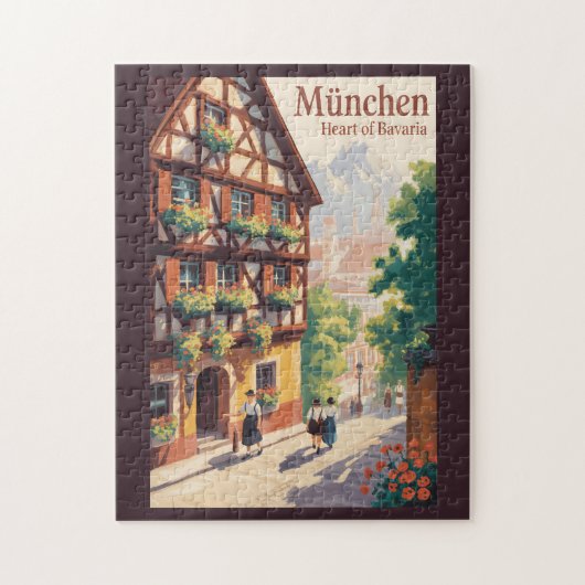 Munich Germany Bavaria Illustration Travel Art Legpuzzel (Verticaal)
