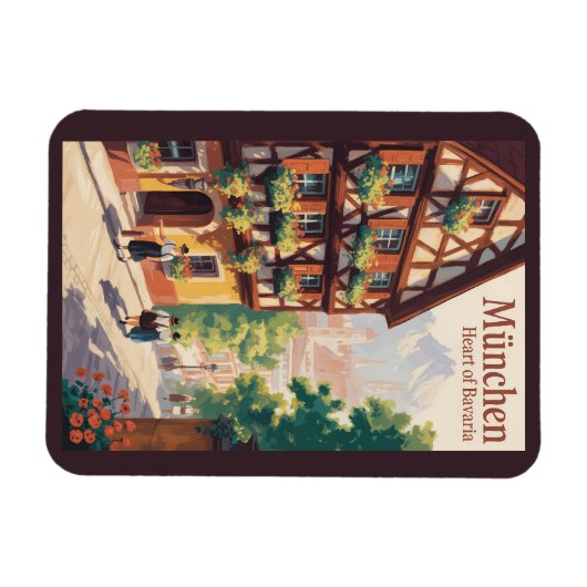 Munich Germany Bavaria Illustration Travel Art Magneet (Horizontaal)