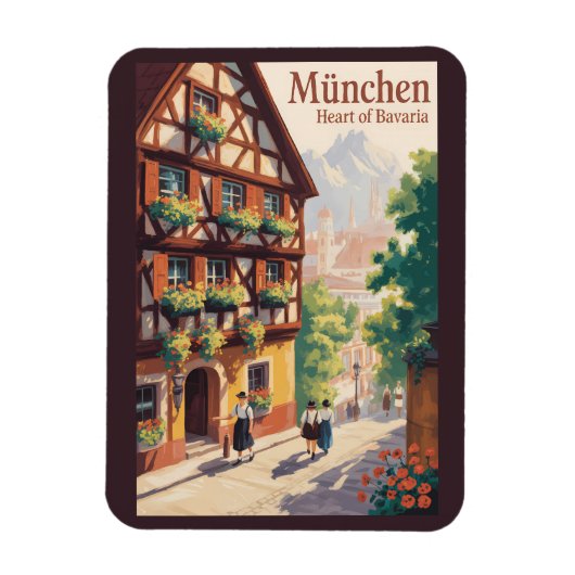Munich Germany Bavaria Illustration Travel Art Magneet (Verticaal)