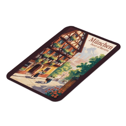 Munich Germany Bavaria Illustration Travel Art Magneet (Linkerzijde)