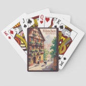 Munich Germany Bavaria Illustration Travel Art Pokerkaarten (Achterkant)