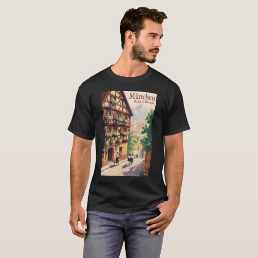 Munich Germany Bavaria Illustration Travel Art T-shirt (Voorkant volledig)