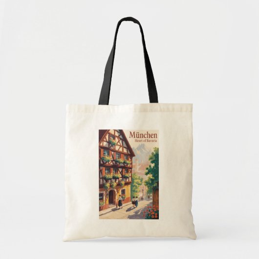Munich Germany Bavaria Illustration Travel Art Tote Bag (Voorkant)