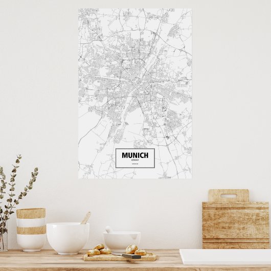 Munich, Germany (black on white) Poster (Keuken)