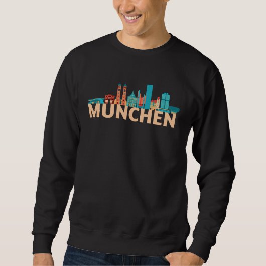 Munich Germany City Skyline Silhouette Outline Ske Trui (Voorkant)
