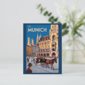 Munich Germany Marienplatz Travel Art Vintage Briefkaart (Staand voorkant)