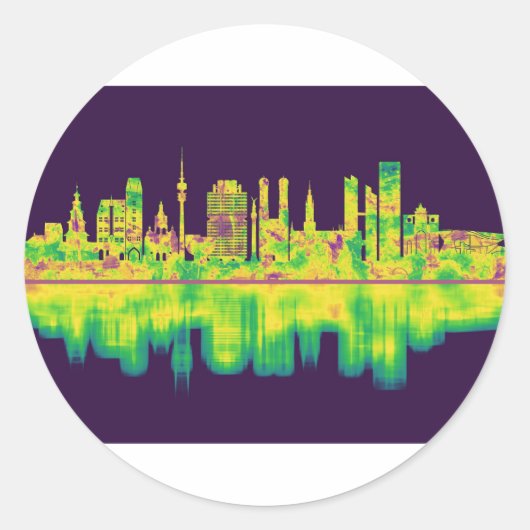 Munich Germany Skyline Ronde Sticker (Voorkant)