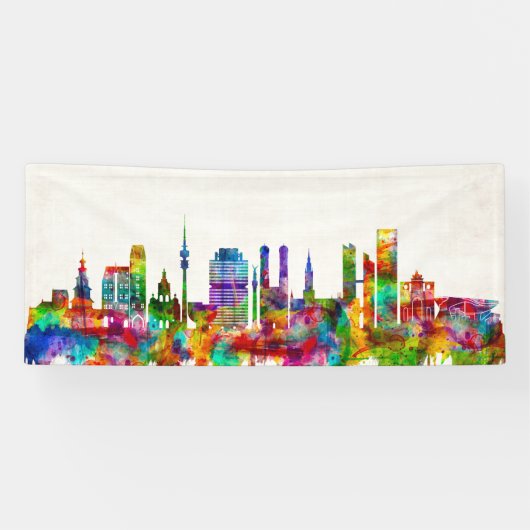 Munich Germany Skyline Spandoek (Horizontaal)