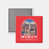 Munich Germany Travel Art Emblem Magneet (Voorkant / Achterkant)