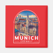 Munich Germany Travel Art Emblem Magneet (Voorkant)