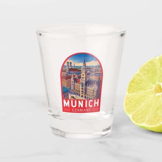 Munich Germany Travel Art Emblem Shot Glas (Voorkant)