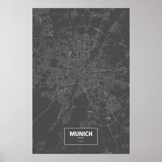 Munich, Germany (white on black) Poster (Voorkant)