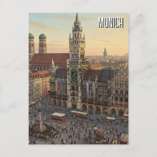 Munich Marienplatz Duitsland Reizen Briefkaart
