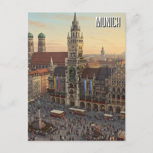 Munich Marienplatz Duitsland Reizen Briefkaart (Voorkant)