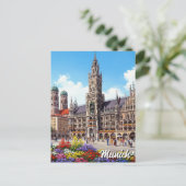 Munich Marienplatz Germany Flowers Briefkaart (Staand voorkant)