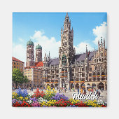 Munich Marienplatz Germany Flowers Magneet (Voorkant)