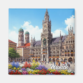 Munich Marienplatz Germany Flowers Magneet