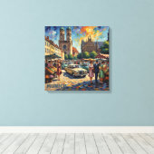 Munich Markt bij Twin Towers Canvas Kunst (Insitu (Houten vloer))