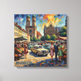 Munich Markt bij Twin Towers Canvas Kunst