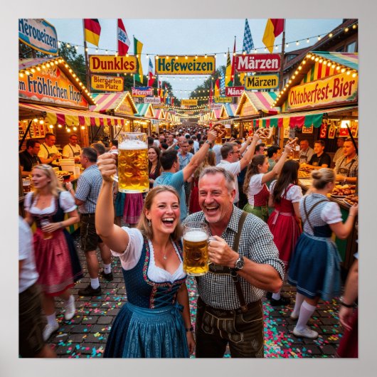 Munich Oktoberfest Avondviering Poster (Voorkant)
