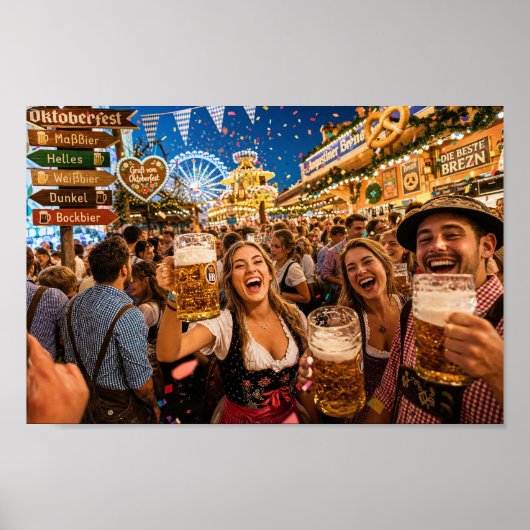 Munich Oktoberfest Viering Glow Poster (Voorkant)