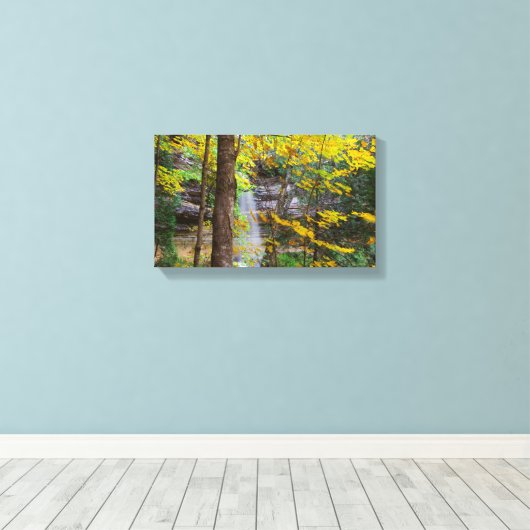 Munising-herfsten in de Herfst, Munising, Michigan Canvas Afdruk (Insitu (Houten vloer))