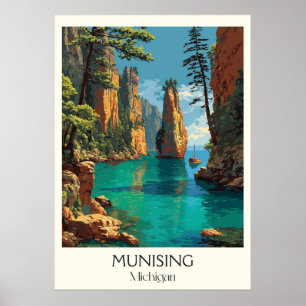 Munising Michigan Vintage Afbeeldingen van Rocks A Poster