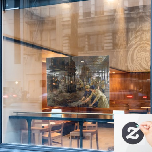 Munitions Girls 1918 in Factory World War 1 Raamsticker (Cafe Raam)