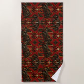 munkus/leonidas/rode badhanddoek/badkamer handdoek (Voorkant)