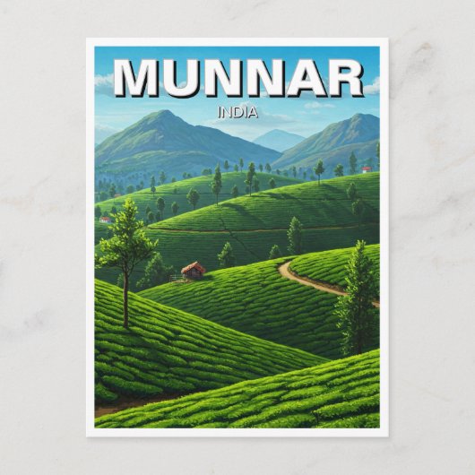Munnar Kerala India Tea Plantation Briefkaart (Voorkant)