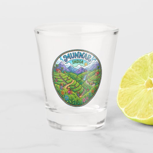 Munnar Theetuinen India Shot Glas (Voorkant)