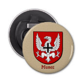 Munoz Heraldic Arms on Parchment Button Flesopener (Voorkant)