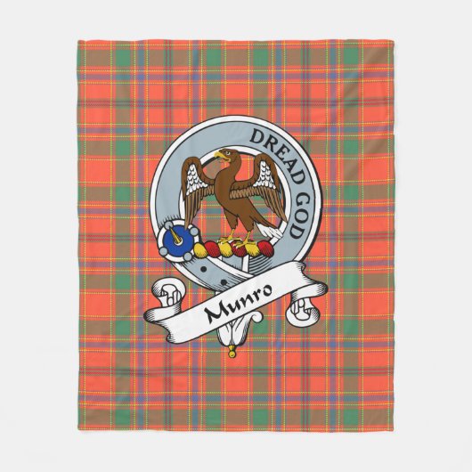 Munro Ancient Clan Badge Tartan Pset Fleece Deken (Voorkant)