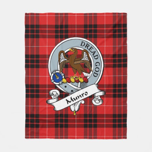 Munro Clan Badge Tartan Pset Fleece Deken (Voorkant)