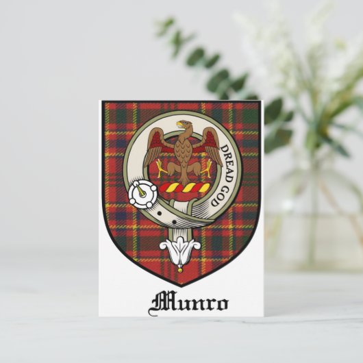 Munro Clan Crest Badge Tartan Briefkaart (Staand voorkant)