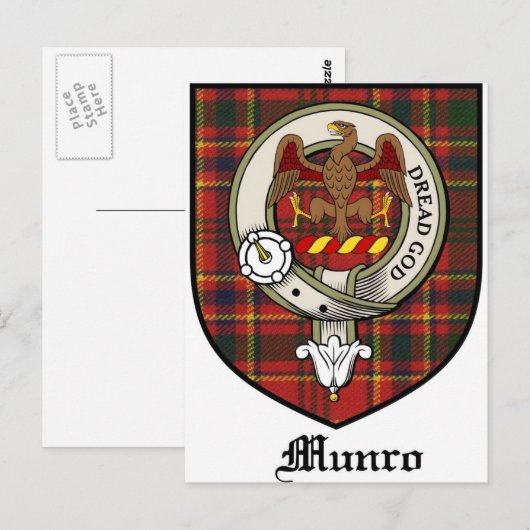 Munro Clan Crest Badge Tartan Briefkaart (Voorkant / Achterkant)