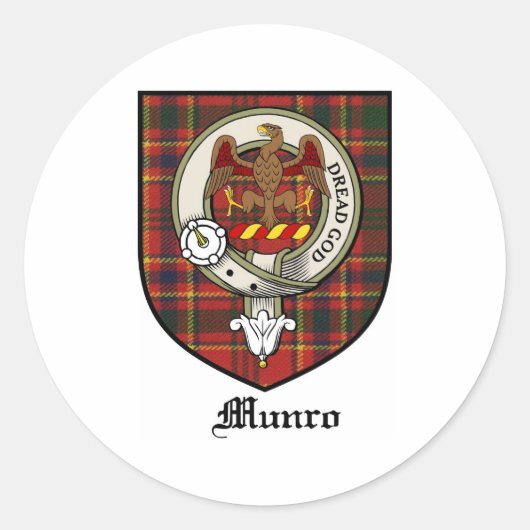 Munro Clan Crest Badge Tartan Ronde Sticker (Voorkant)