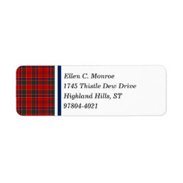 Munro Clan Red en Royal Blue Schotse Tartan Etiket